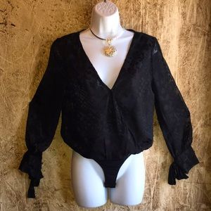 NWT cupcakes and cashmere Sheer Long Sleeve Bodysuit